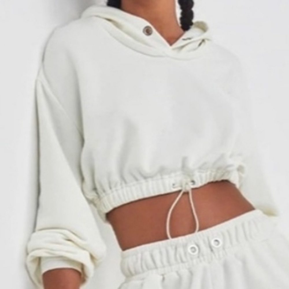 For Love & Lemons Ellie Cropped Hoodie/Off White